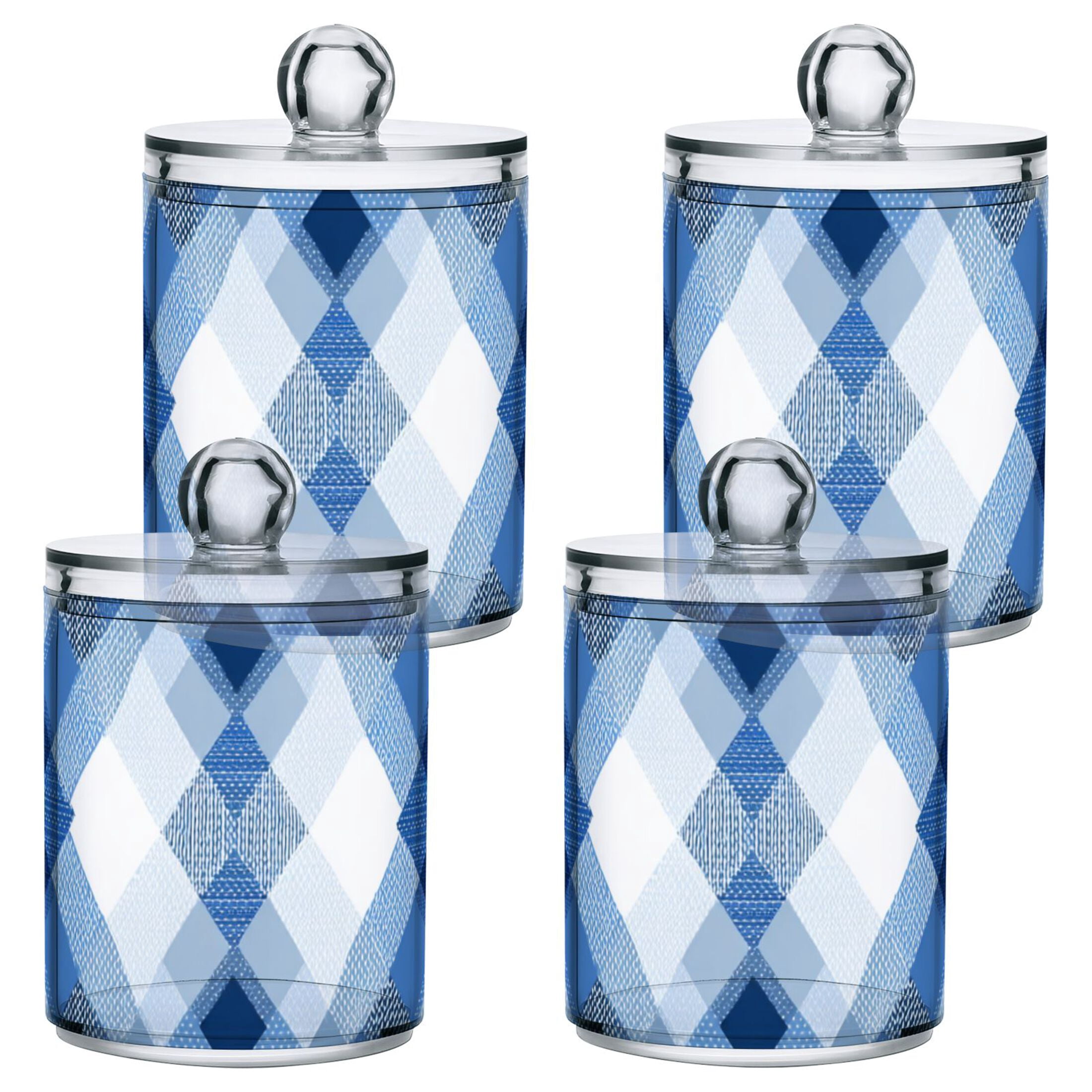 Blue Irregular Plaids Translucent Plastic Cans Storage Canisters with ...