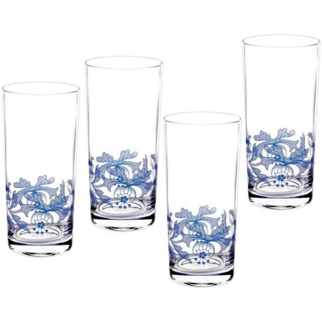 Blue Italian Highball Glasses Set of 4 15 Fluid Ounces Glasses for