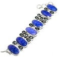 thumbnail image 1 of Blue Jade, Alexandrite Gemstone Handmade 925 Sterling Silver Bracelet 7-8", 1 of 2