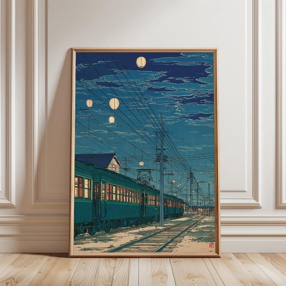 Blue Japanese Night Train Poster Unframed Paper Print