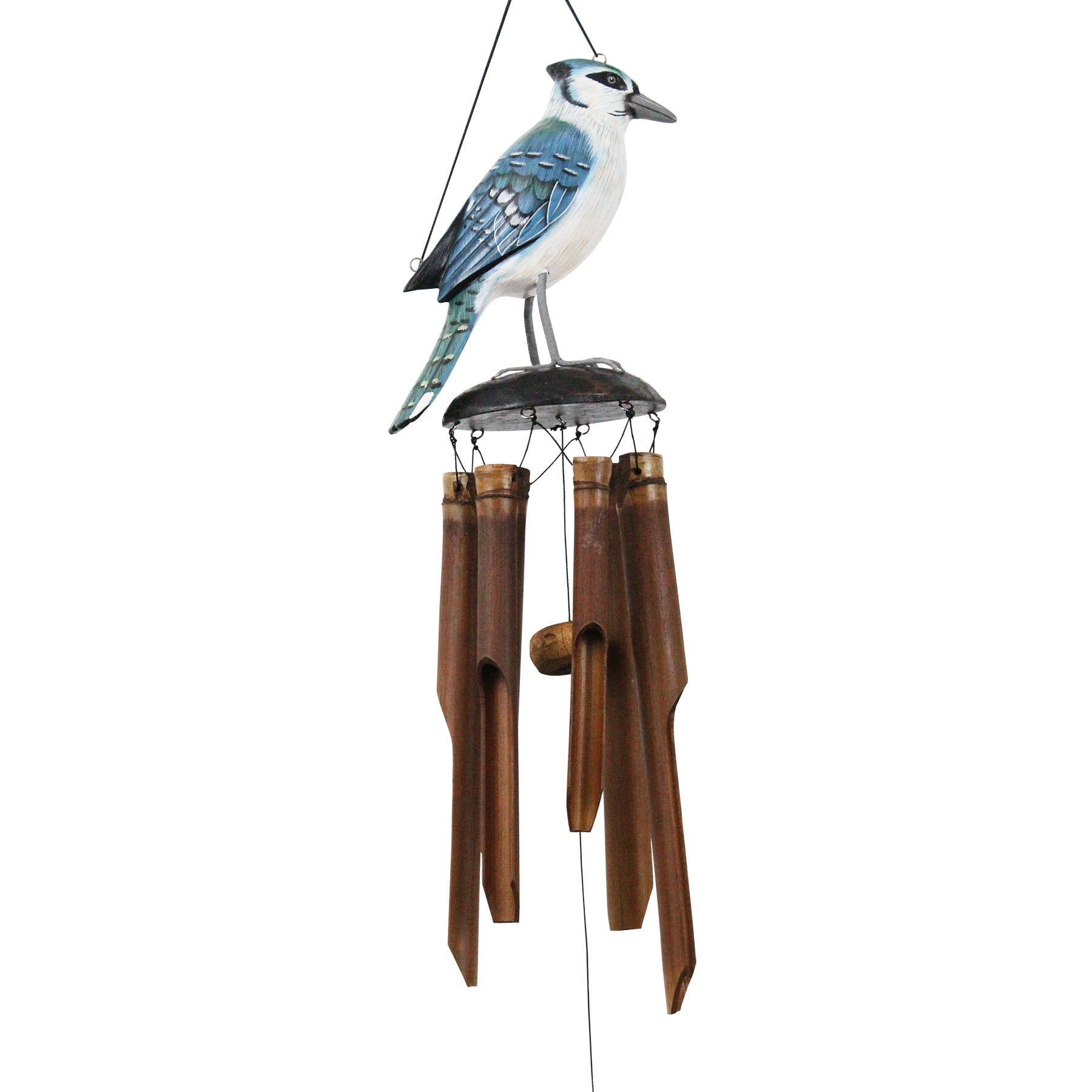 Handcrafted Blue Jay Bamboo and Coconut Wood Wind Chime
