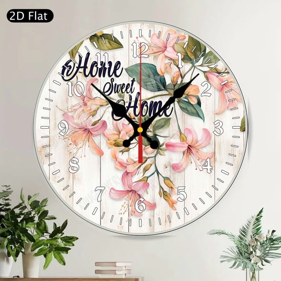 Blue Jay Cardinal Birds Welcome Round Wall Clock Silent Nature Rustic Home Decor