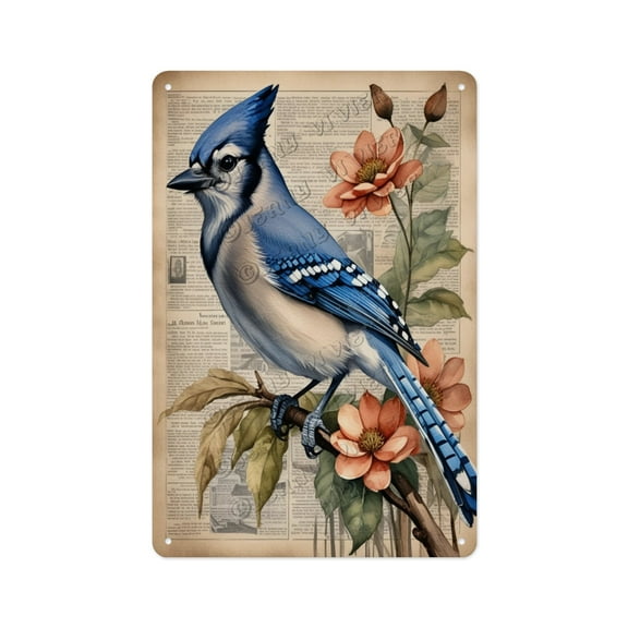 Blue Jay Enthusiast Vintage Sign 12x16 Inches - Rustic Farmhouse Bird Plaque, Ornithology Inspired Wall Decor, Cozy Cottage Gift