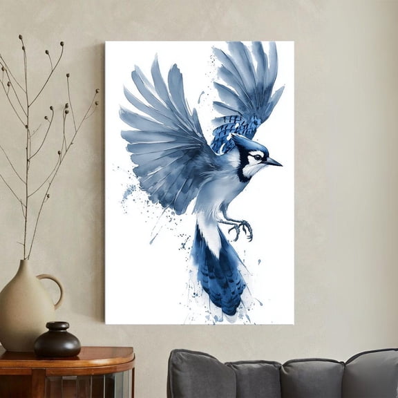 Blue Jay Flying Bird Nature Poster, Unframed Canvas 8x10in