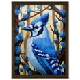 thumbnail image 1 of Blue Jay Geometric Artwork Wild Bird Perched on Tree Polygonal Forest Landscape Artwork Framed Wall Art Print A4, 1 of 5