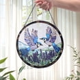 thumbnail image 1 of Blue Jay & Lavender Flowers Suncatcher Stained-Glass-Style Acrylic Window Hanging Bird Lover Gift Spring Floral Decor, Mothers Day Present, 1 of 7