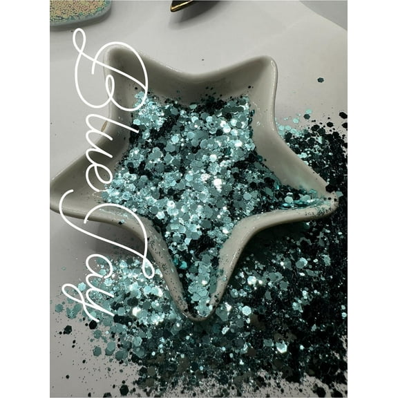 Blue Jay: Metallic chunky glitter mix - Sold By TwoFaced Glitters 1oz Wt.