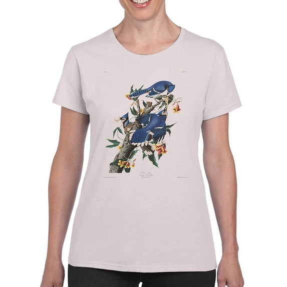 Blue Jay T-Shirt Women -John James Audubon Designs, Female Medium