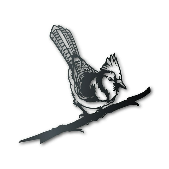 Blue Jay Tree Stake Metal Wall Art 24