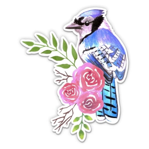 Blue Jay Watercolor - 7" Vinyl Sticker - For Car Laptop I-Pad - Waterproof Decal