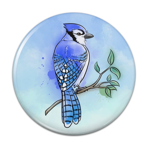 Blue Jay Watercolor Northeastern Bird Pinback Button Pin