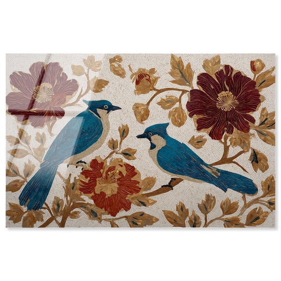 Blue Jays I Acrylic Print Vintage Floral Art by Art Remedy, Ready to Hang, 15 x 10
