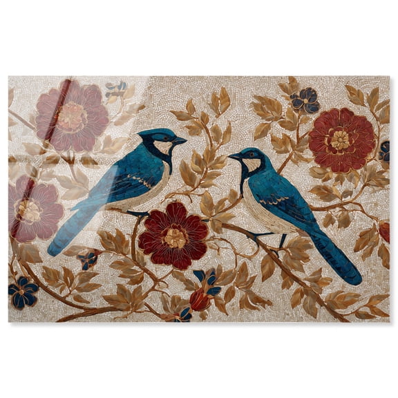 Blue Jays II Acrylic Print Vintage Floral Art by Art Remedy, Ready to Hang, 15 x 10