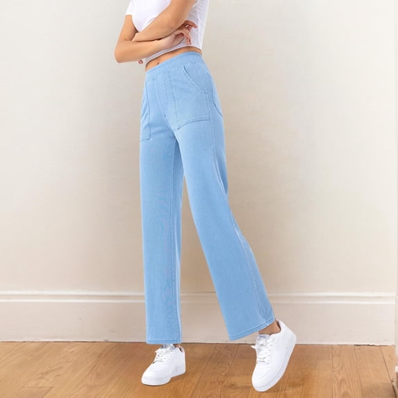 Blue Jeans For Women Fashion Stretch Denim Pants Street Outdoor Hiking Pants With Pocket Light Blue XXL