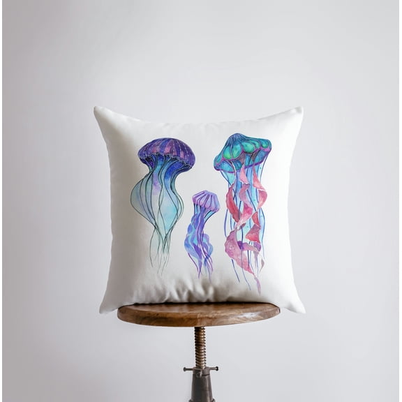 Blue Jelly Fish | Pillow Cover | Throw Pillow | Home Decor | Modern Coastal Decor | Nautical | Ocean | Gift for her | Accent Pillow | Sea