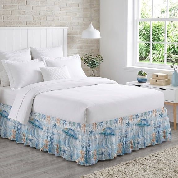Blue Jellyfish Bed Skirt California King Size 18 Inch Drop, Nautical ...