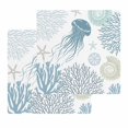 thumbnail image 1 of Blue Jellyfish Coastal Kitchen Dish Towels for Drying Dishes Set of 2, Summer Beach Nautical Coral Waffle Weave Microfiber Hand Tea Bathroom Towels Quick Dry & Absorbent Towel 12x12, 1 of 7