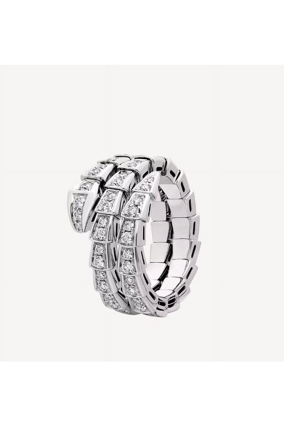 0.8 Ct Round Cut Lab-Created Simulated Diamond Snake Design Engagement Ring 14K White Gold Plated for Women