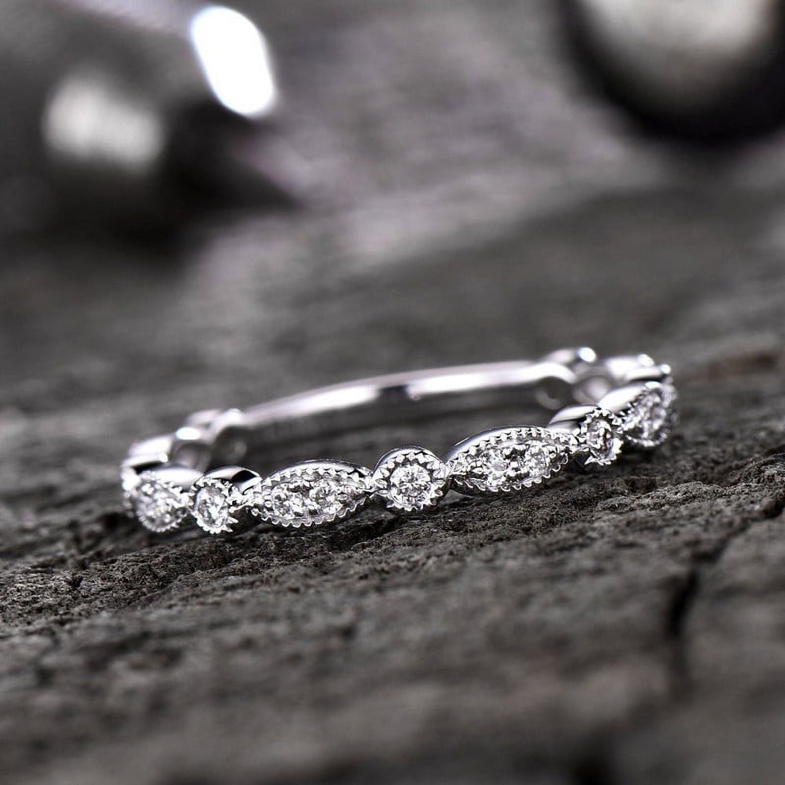 Blue Jewel 0.9 Ct Round Cut Lab-Created Simulated Diamond Eternity Band ...
