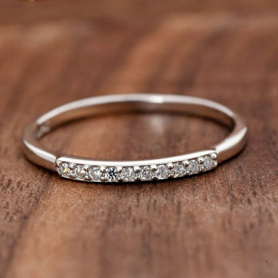 Blue Jewel 0.9 Ct VVS1/D Round Cut Lab Created Diamond Ring - 14K White Gold Plated Ring - Wedding Diamond Jewelry for Women's - Forever Diamond Ring for Special Occasion - Christmas Gifts