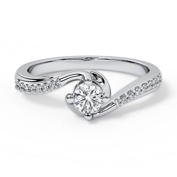 Blue Jewel 1.2 Ct Round Diamond Engagement Ring for Women - 14K White Gold Plated Ring - Prong Set - Gift for Wedding, Engagement, or Anniversary