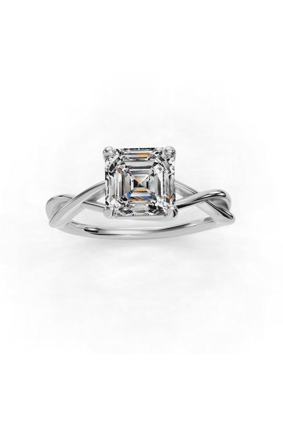 1.5 Ct Asscher Cut Lab Created Diamond Promise Wedding Ring - 14K White Gold Plated Band - Women's Engagement Jewelry - Ideal for Anniversaries or Special Days - Infinity Design