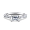 thumbnail image 1 of Blue Jewel 1.6 Ct Emerald Cut Lab-Grown Diamond Engagement Ring - Striking Solitaire with Graceful Design - 14K White Gold Plated Setting - Proposal & Meaningful Gift, 1 of 3