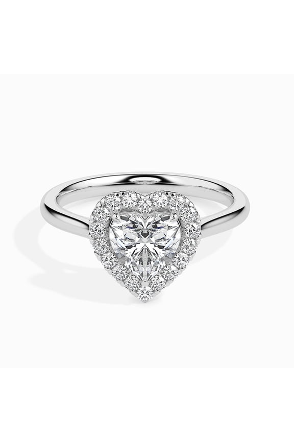 1.6 Ct Heart Cut Lab Created Diamond Engagement Ring - Halo Design in 14K White Gold Plated - Women's Gift for Proposals and Anniversary - Stunning and Elegant for Special Occasions
