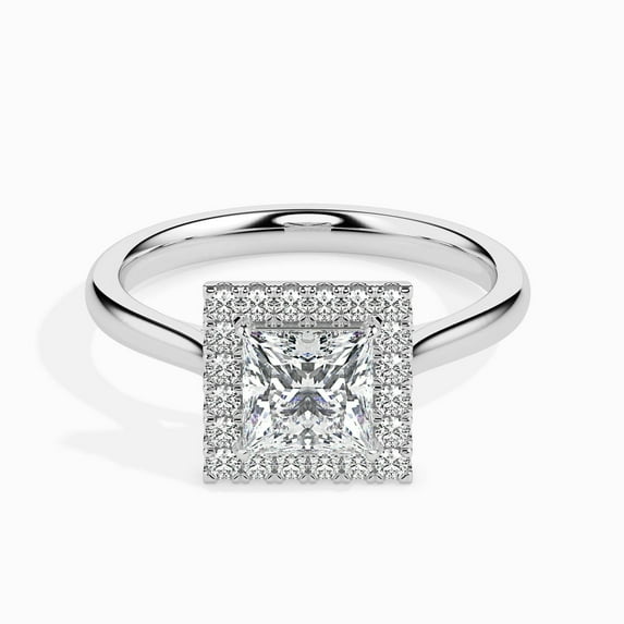 Blue Jewel 1.6 Ct Princess Cut Lab Grown Diamond Wedding Ring - 14K White Gold Plated Diamond Engagement Band with Prong Set - Perfect for Proposals, Anniversaries, or Special Gifts