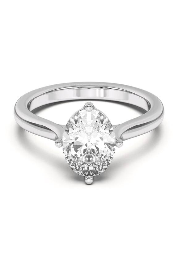 1.7 Ct Oval Cut Lab Created Diamond Engagement Ring - 14K White Gold Plated Wedding Ring for Women - Timeless Solitaire Look - Anniversary Jewelry Honoring Love and Commitment