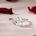 thumbnail image 1 of Blue Jewel 14K White Gold Plated Diamond Ring - Oval Cut Excellent 1.9 Ct Diamond Ring For Women's - Bypass Solitaire with Accent Diamond Rings for Women's - Wedding Rings for Her, 1 of 11