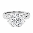 thumbnail image 1 of Blue Jewel 14K White Gold Plated Ring - 2.02 Ct Oval Cut Lab Created Diamond Ring - Three Stone Prong Set Engagement Design - Elegant Jewelry for Women - Unique Gift Option, 1 of 3