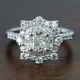 thumbnail image 1 of Blue Jewel 14K White gold Plated Diamond Ring - 1.7 Ct VVS1/D Cushion Cut Lab Created Simulated Diamond Rings - Unique Double Halo Diamond Rings for Women's - Engagement Wedding Diamond Rings, 1 of 7