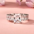 thumbnail image 1 of Blue Jewel 14K White gold Plated Diamond Ring - Excellent 1.9 Ct Radiant Cut Lab Created Simulated Diamond Ring - Classic Engagement Wedding Women's Ring - Engagement Wedding Diamond Jewellery, 1 of 11