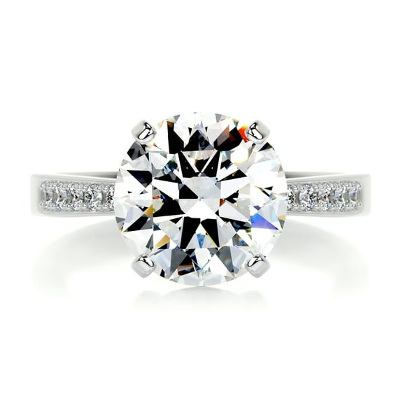 Blue Jewel 2.1 Ct Round Cut Solitaire with Accent Diamond Ring – Lab-Created Simulated Diamond – 14K White Gold Plated – Stylish Engagement Ring for Women – Great Gift for Anniversaries and Birthdays