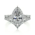 thumbnail image 1 of Blue Jewel 2.1 Ct VVS1/D Pear Cut Lab Created Simulated Diamond Rings for Her - White Gold Over 14K Silver Diamond Rings - Halo Diamond Rings for Couples - Full Eternity Diamond Rings for Women's, 1 of 6