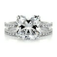 thumbnail image 1 of Blue Jewel 2.2 Ct Cushion Cut Diamond Ring – Two Eternity Band Style – Prong Set Lab-Created Simulated Diamond – Polished 14K White Gold Plated – Perfect Engagement Gift for Her, 1 of 6