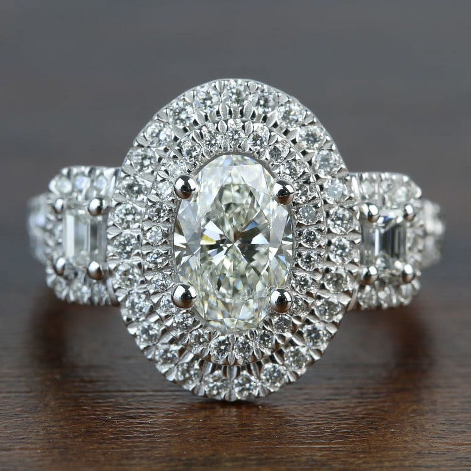 Blue Jewel 2 Ct Lab Diamond Oval Cut Wedding Rings - 14K White gold ...