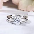 thumbnail image 1 of Blue Jewel 2 Ct Round Cut Diamond Rings - 14K White Gold Plated Rings - Bridal Set Wedding Ring for Women's - Solitaire Engagement Ring with Matching Bands - Women's Jewelry Engagement Wedding Rings, 1 of 10