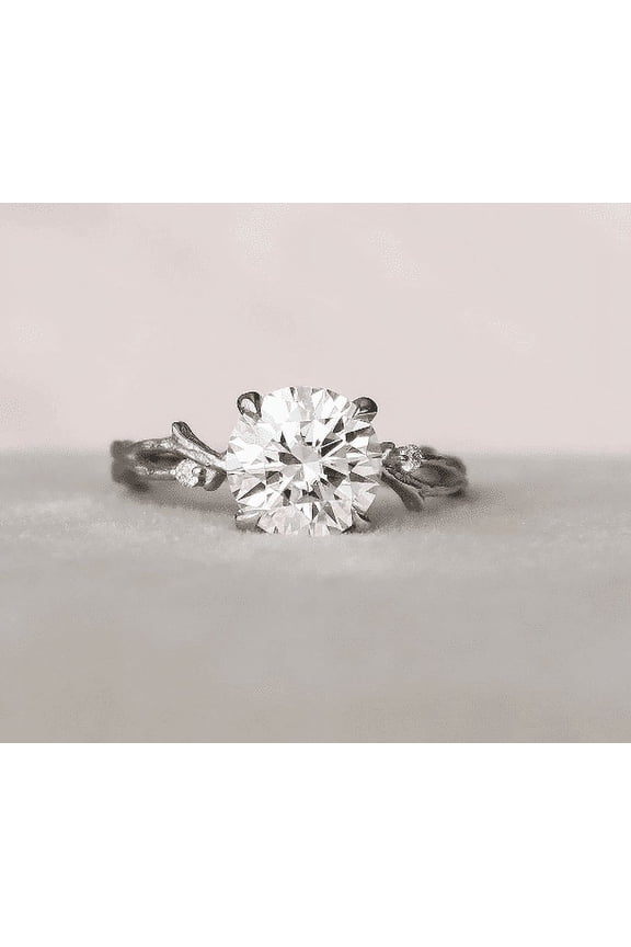 2 Ct Round Cut Diamond Rings for Gifts - 14K White Gold Plated Rings - Engagement Twisted Shank Overlapped Diamond Rings - Simple Engagement Wedding Ring - Causal Office Wear Rings
