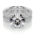 thumbnail image 1 of Blue Jewel Anniversary Ring - 14K White Gold Plated Diamond Ring - Round Cut Brilliant 2 Ct Diamond Rings - Halo Eternity Diamond Rings for Women's - Wedding Jewelry Gift for Her, 1 of 6