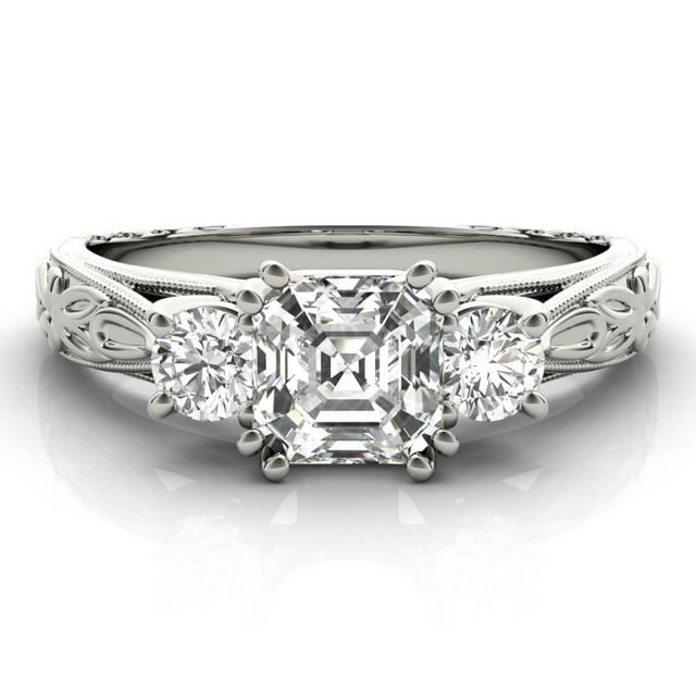 Wishrocks Men's Moissanite Eternity Band - 3.5 CT Asscher & Round Cut, 10K/14K Solid Gold Wedding Ring