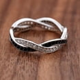 thumbnail image 1 of Blue Jewel Brilliant 0.6 Ct Round Cut Diamond Ring for Her - Silver 14K White Gold Plated Ring - Infinity Twisted Cross Over Shank Engagement Rings for Women's - Minimal Diamond Rings for Women's, 1 of 6