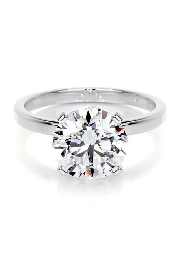Brilliant 1.9 Ct Round Cut Diamond Ring - White Gold Over 14K Silver Diamond Ring - Simple Solitaire Diamond Ring - Solo Diamond Ring for Women's - Solitaire Engagement Wedding Silver Ring