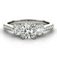 thumbnail image 1 of Blue Jewel Cushion Cut 1.38 Ct Lab Created Diamond Ring - Three Stone Solitaire with Accent Diamonds - 14K White Gold Plated Rings for Women’s Wedding and Engagement Jewelry, 1 of 2