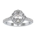 thumbnail image 1 of Blue Jewel Diamond Halo Engagement Ring - 1.6 Ct Lab Grown Oval Cut for Women - 14K White Gold Plated Band - Great for Proposals, Anniversaries, and Birthday Celebrations - Gift of Lasting Love, 1 of 2