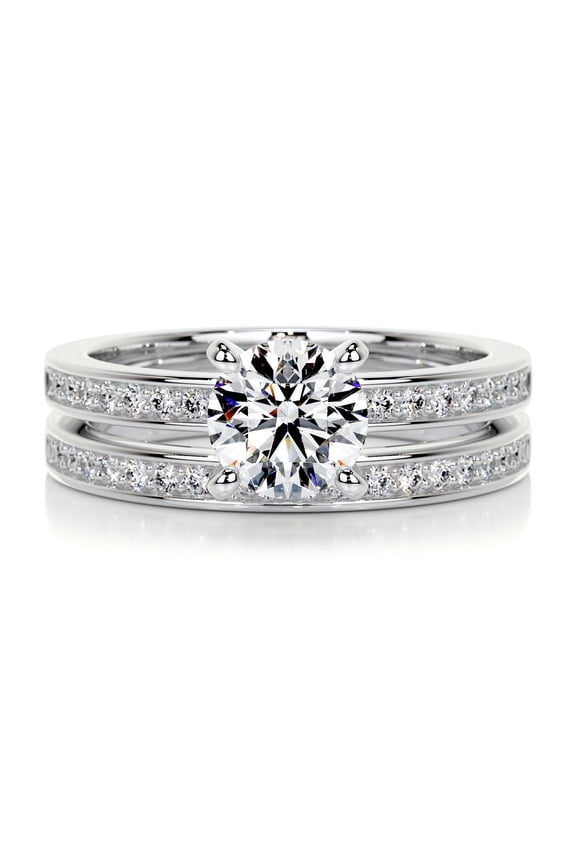 Elegant Round Cut Eternity Bezel Setting Diamond Ring - 1.8 Ct Lab-Created Simulated Diamond - 14K White Gold Over - Women's Engagement Ring - Ideal Gift for Special Occasions and Weddings