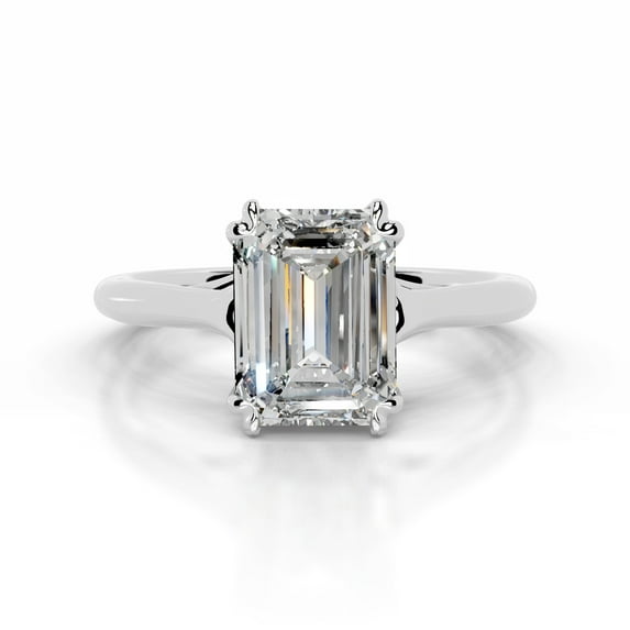 Blue Jewel Emerald Cut Excellent 2.2 Ct Diamond Rings For Women's - 14K White Gold Plated Rings - Solitaire Diamond Rings for Women's - Wedding Rings - Simple Stone Diamond Rings for Women's