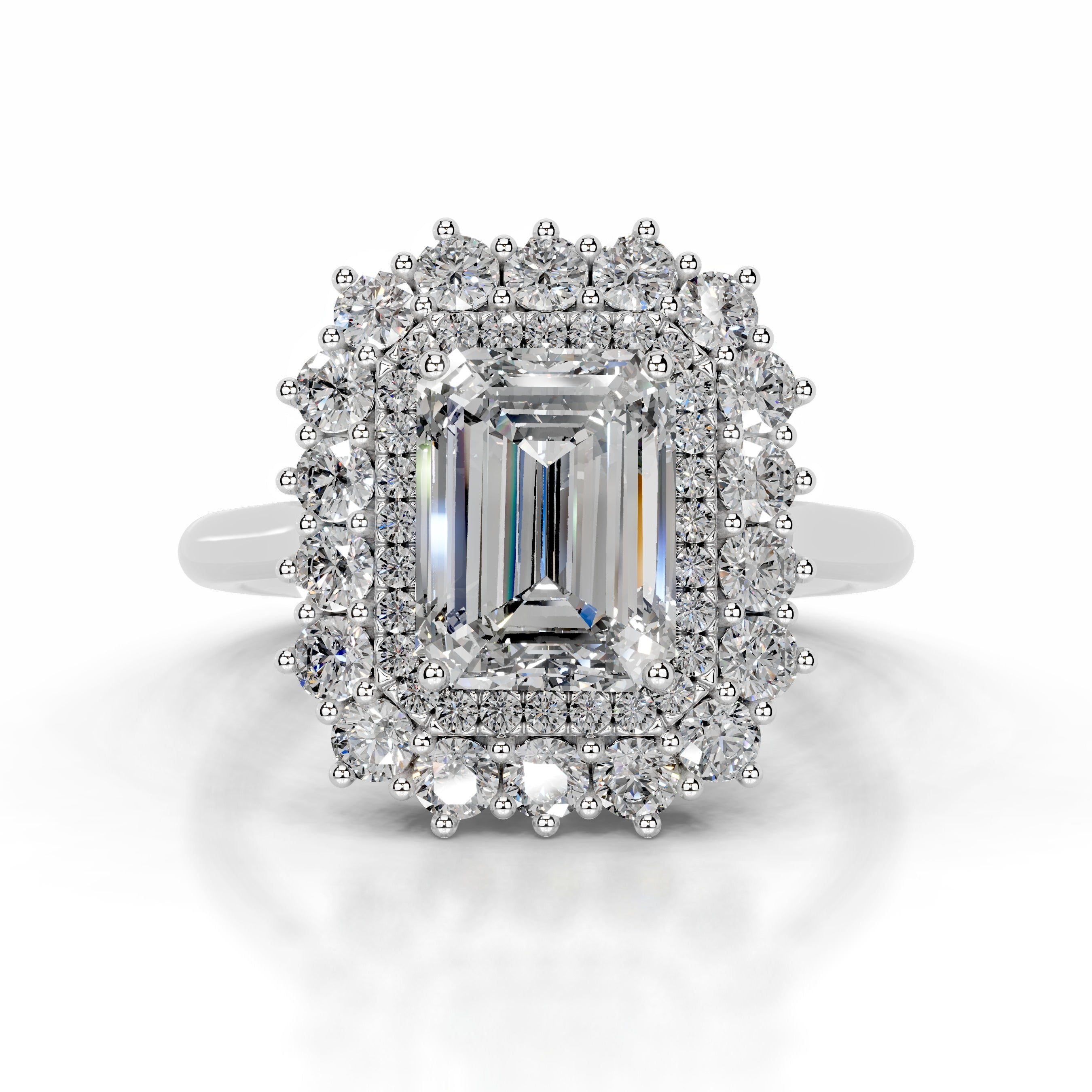 Blue Jewel Emerald Cut Excellent 2 Ct Diamond Rings White Gold Over 14K Silver Diamond Ring