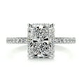 thumbnail image 1 of Blue Jewel Radiant 2.1 Ct Hidden Halo Diamond Ring with Eternity Band - Lab Simulated Diamond - 14K White Gold Plated - Premium Engagement Jewelry - Gift for Special Events, 1 of 6